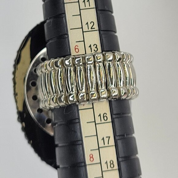 SILVER Grey Fashion Ring Oval Large Rhinestone Sparkly Bling Stretch Band Ring - Picture 9 of 12